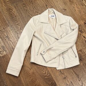 Women's Cream Faux Leather Jacket